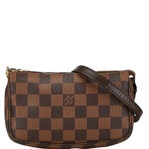 LOUIS VUITTON Brown Damier Leather Pochette Pouch